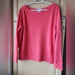 Hekla & Co Merino Wool Elegant Coral Crew Neck Sweater Xl